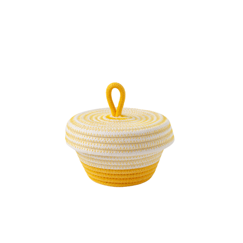 Petite Lidded Basket (XS) -  Yellow Fruit Pastilles (BSK118140W-XS) Main Image